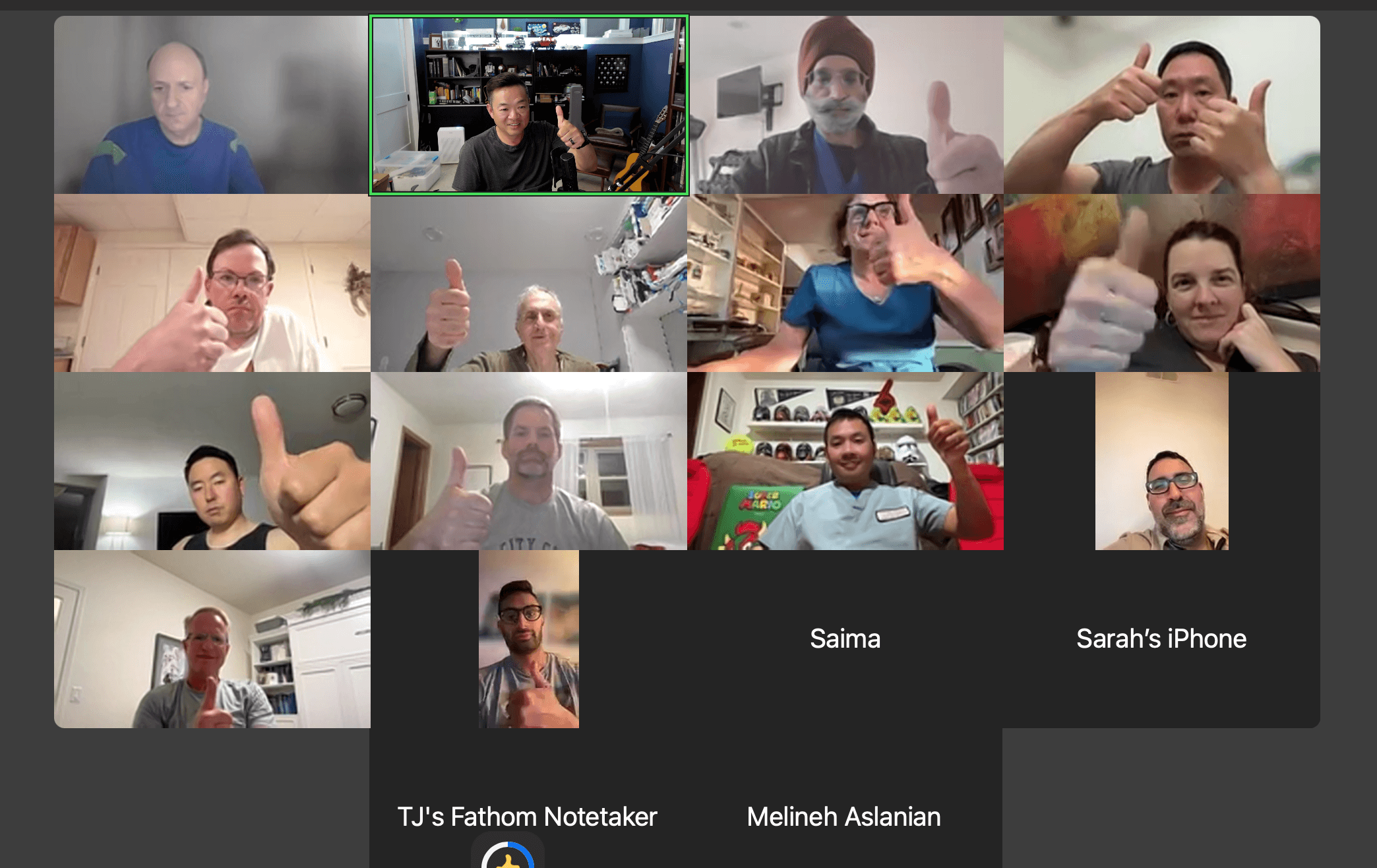 A live Syndicate coaching call, members giving a thumbs up